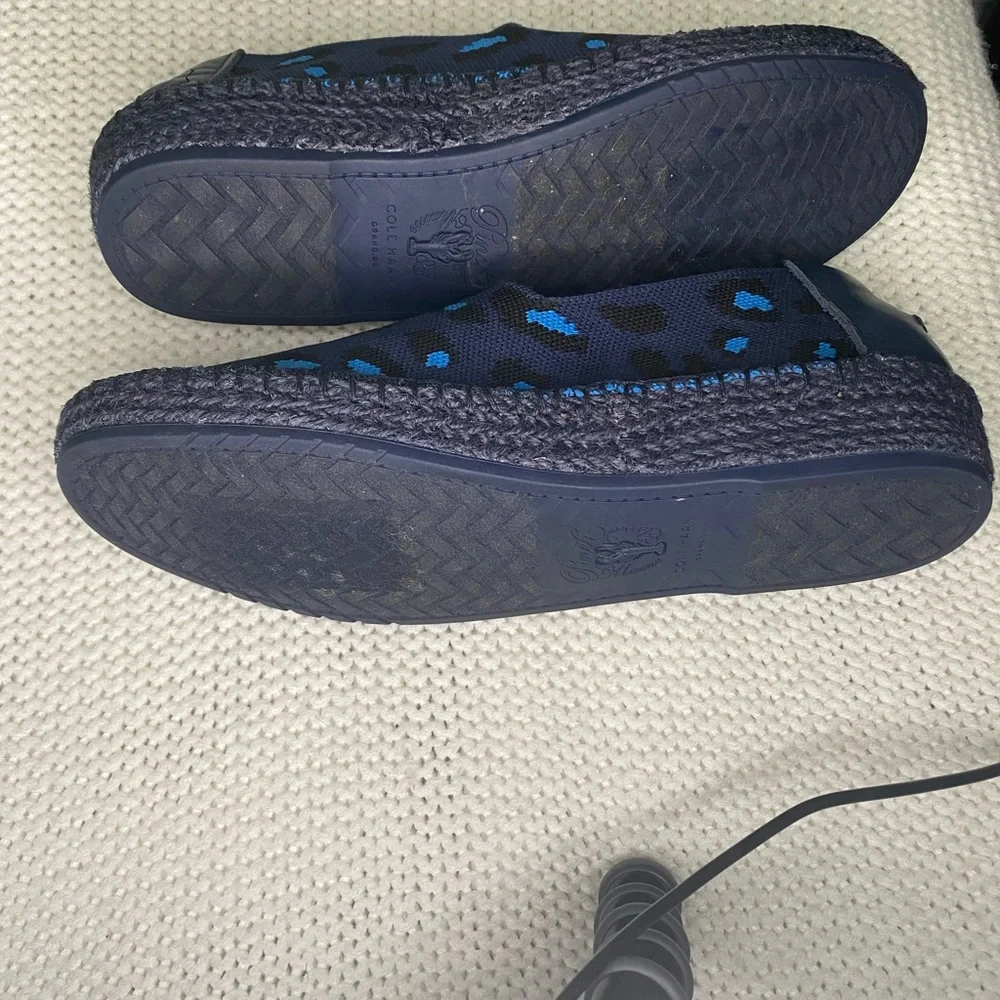 Cole Haan Cloudfeel Stitchlite Knit Espadrille 9B Shoe Women’s Blue Cheetah